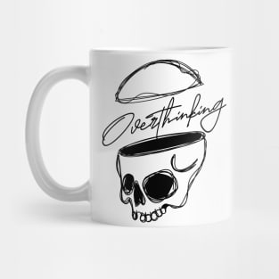 overthinking skull, line art. Mug